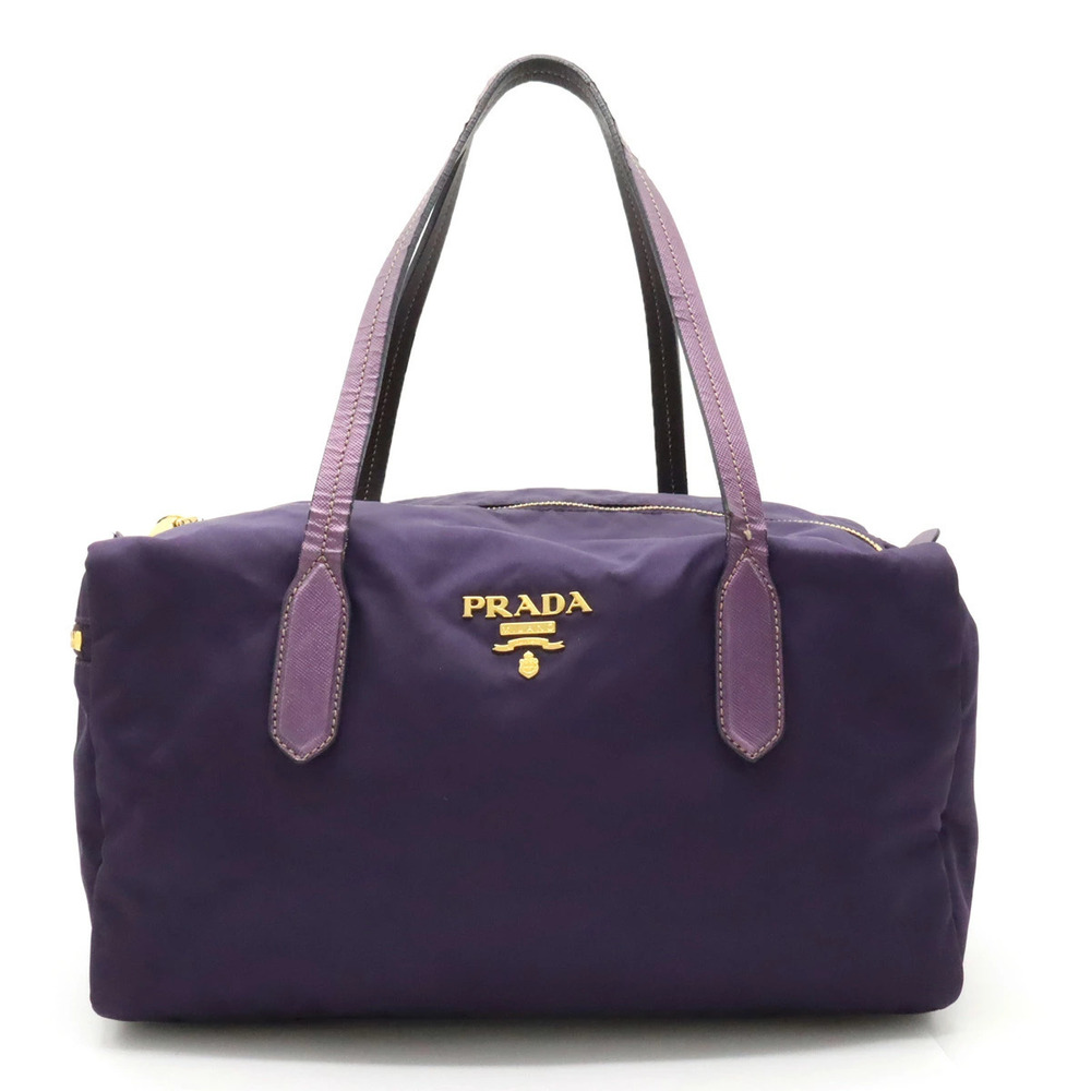 Prada Handbag Boston Bag Shoulder Metallic Leather Purple